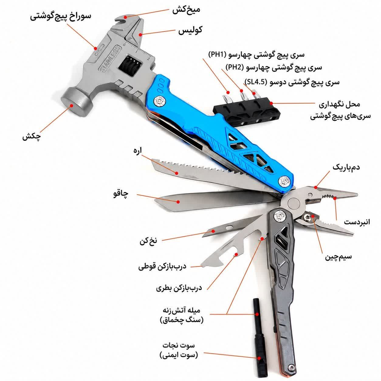 ست ابزارهمه کاره کمپینگ مدل1018فولادی